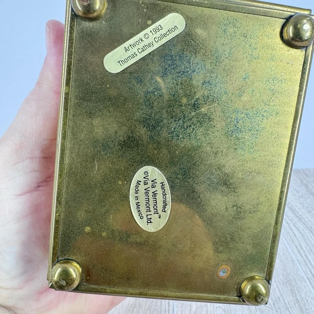 Via Vermont Thomas‎ Cathey 1993 Angel Glass Trinket Jewelry Box Made in Mexico